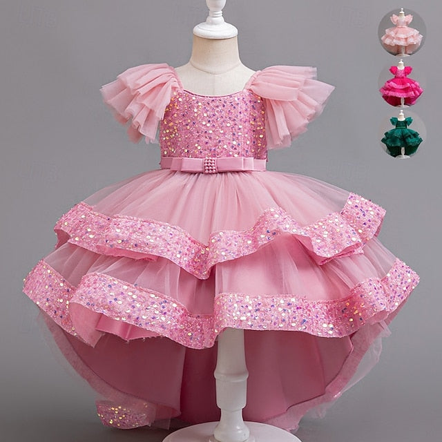 Kids Sequin Girls' Party Special Dress Sleeveless Wedding