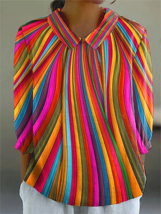 Women's Blouse Buttons Print Ombre Graphic Geometric