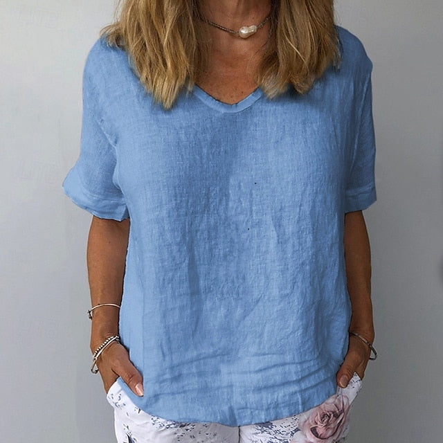 Women's Shirt 100% Cotton Plain Daily Stylish Basic Short