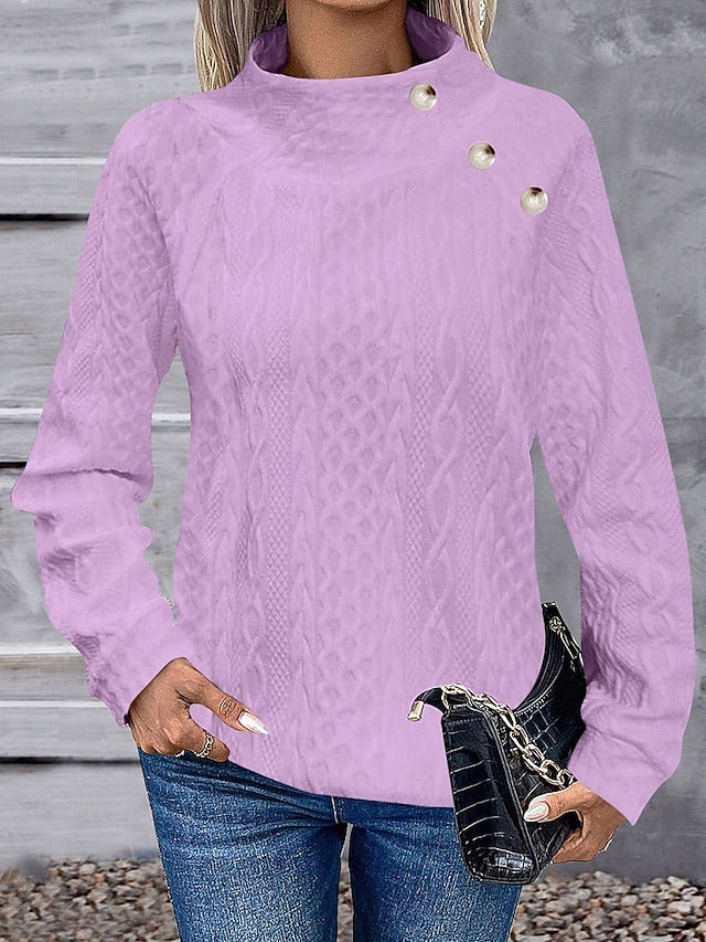 Women's Blouse Buttons Floral Stylish Casual Long Sleeve