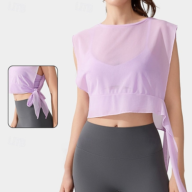 Women's Workout Crop Shirt Yoga Top Quick Dry Breathable
