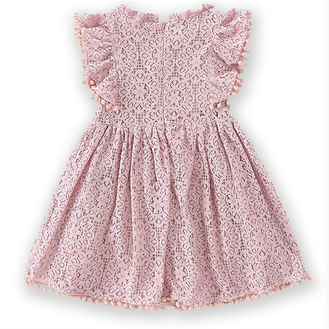 Color Kids Short Girls' Sleeve Party Solid Dress