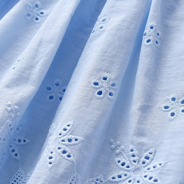 Princess Solid Color Kids Dresses Sleeveless Summer Cotton