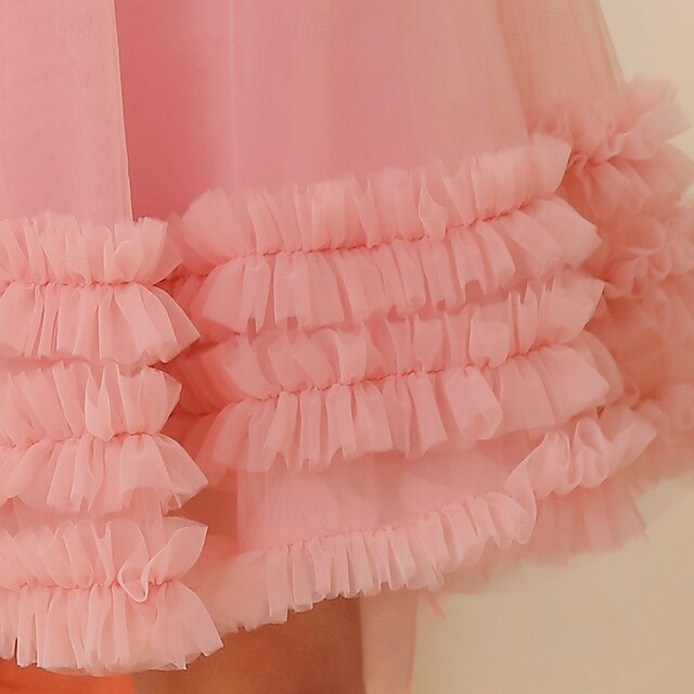 Solid Kids Party Dress Floral Sleeveless Color Girls'