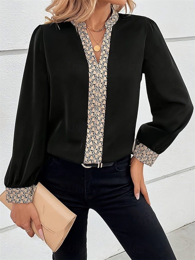 Women's Blouse Elegant Stylish Casual Long Sleeve V Neck