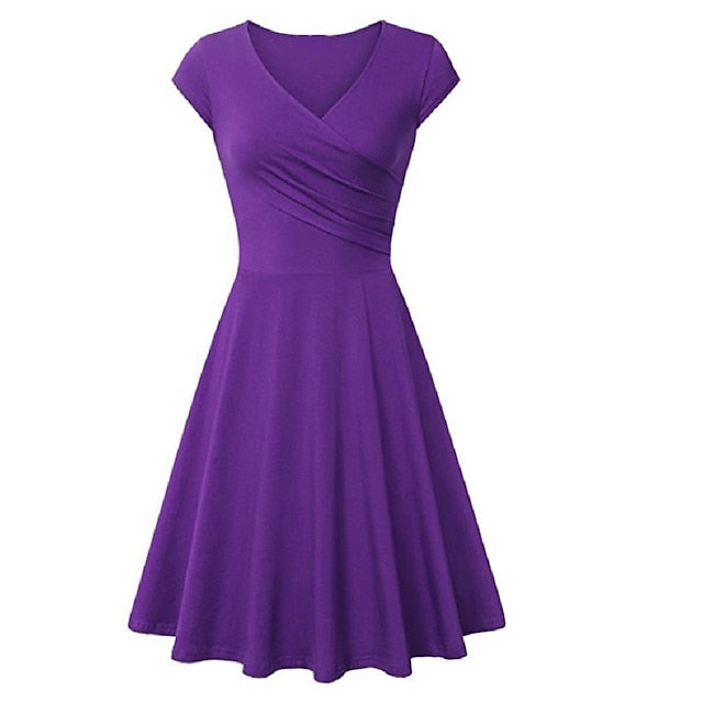 Women's A Line Dress Short Mini Dress Beige Short Sleeve