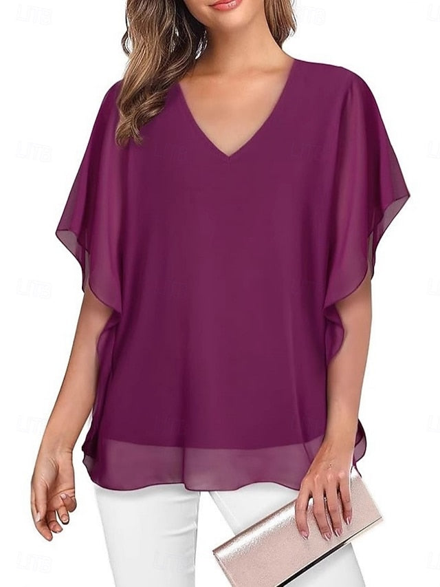 Women's Shirt Blouse Ruffle Blouse Plain Stylish Classic