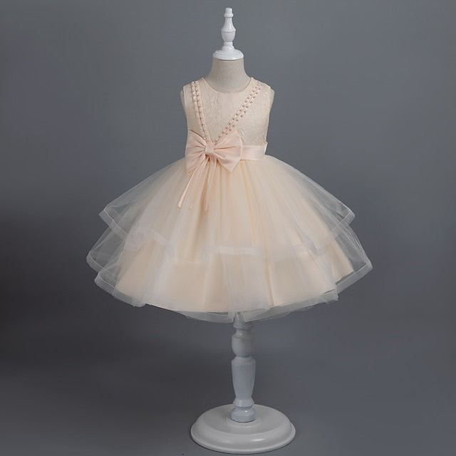 Sleeveless Girls' Color Dress Party Solid Toddler