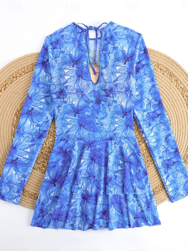 Women's One Piece Swimsuit with Skirt Boho Dress Tummy