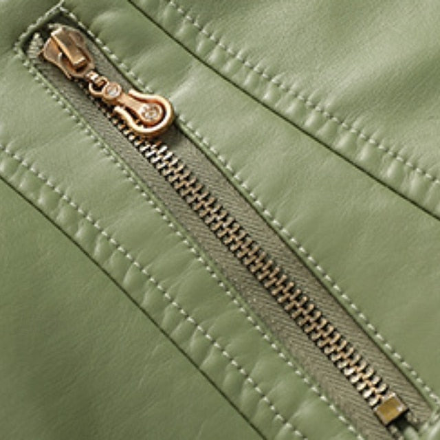 Leather Jacket Pocket Faux Women's Comfortable Zipper