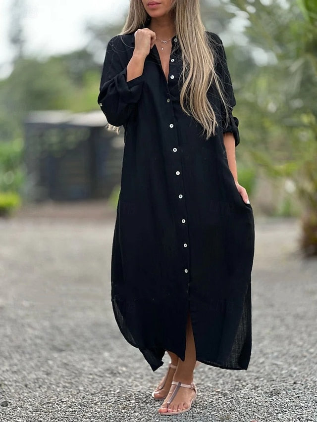 Women's Maxi Dress Shift Dress Casual Daily Loose Fit Plain