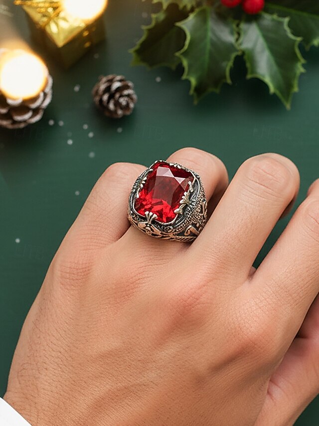 Alloy Gemstone Men's Ring