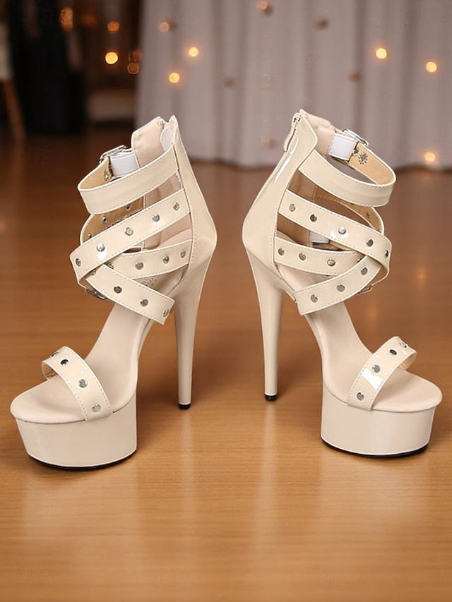 with High White Women's Straps Platform Buckled and Heels