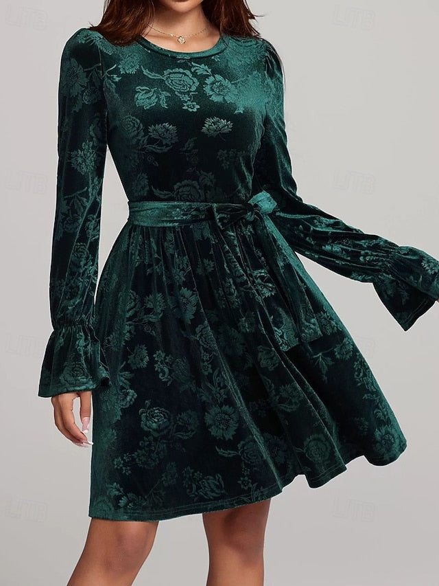 Women's Midi Dress Velvet Dress Cocktail Dress Elegant