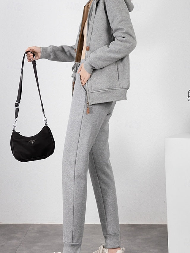 Women's Hoodie Pants Sets Bolero Top Long Sleeve Hooded