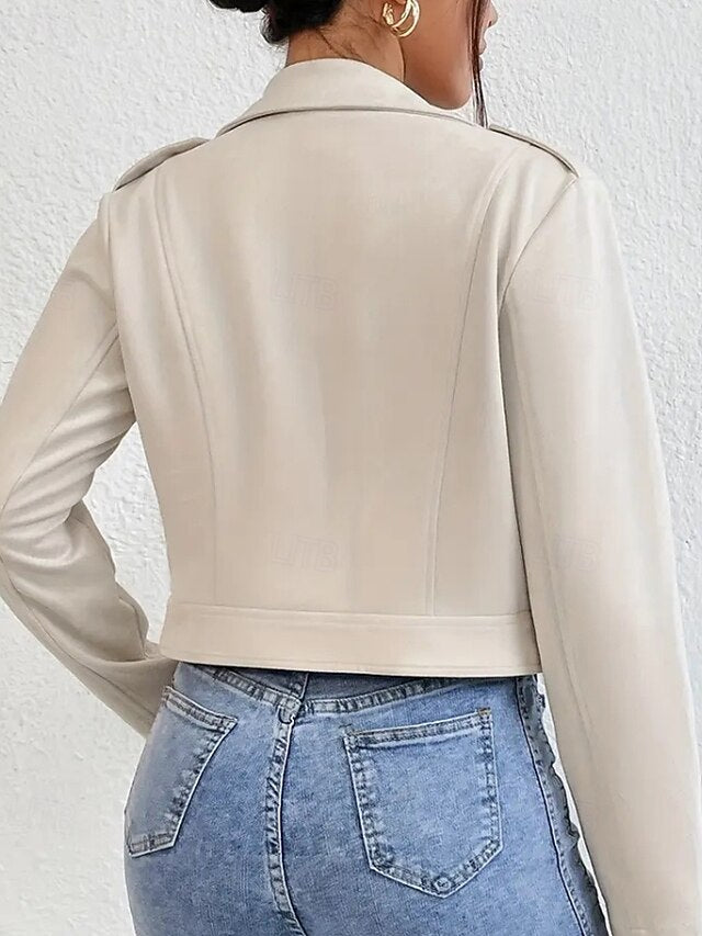 Leather Zipper Women's Comfortable Jacket Pocket Faux