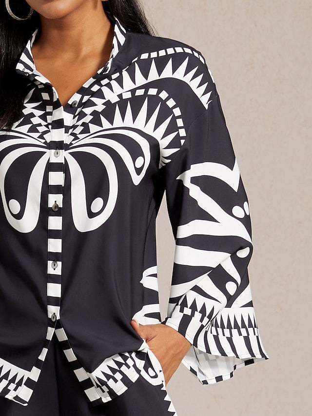 Women's Top Satin Raglan Sleeves Half Sleeve Modern Lapel