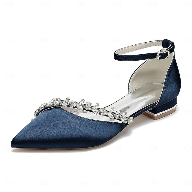 Women's Pointed – Elegant Flats Toe Wedding Satin White