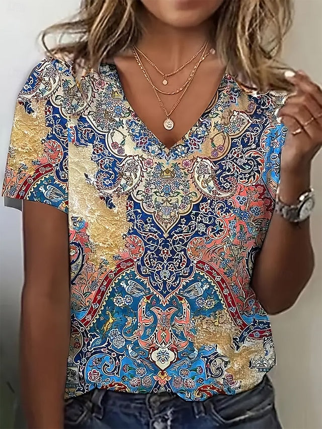 Women's T Shirt Summer Tops Print Graphic Geometric Classic