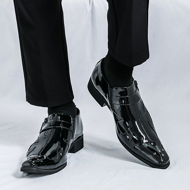 Strap Shoes Leather Men's – Formal Monk Black