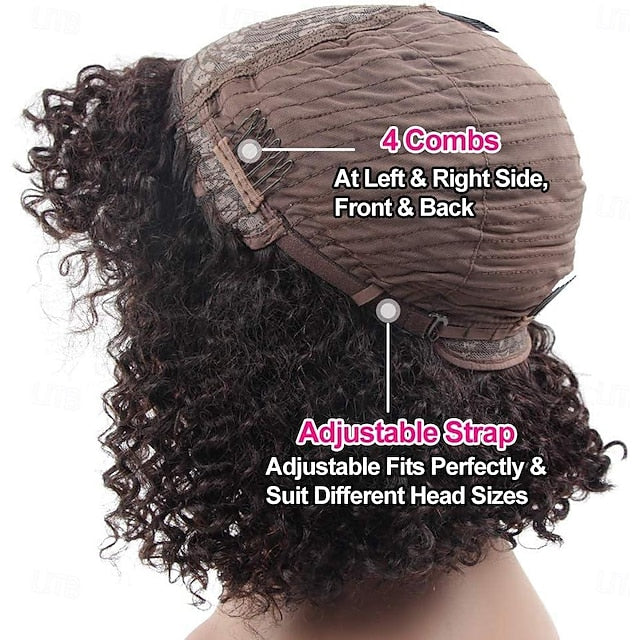 Curly Full Machine Made Scalp Top Wig With Bangs Scalp Top Kinky
