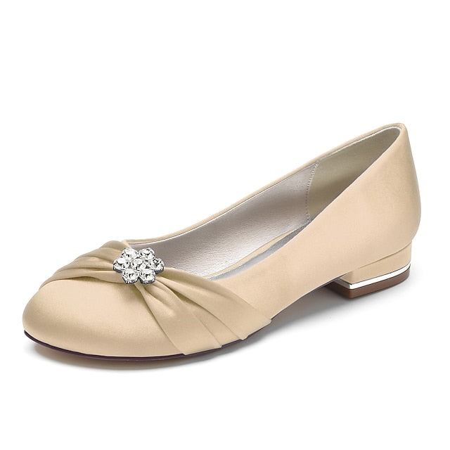 with Flats Light Women's Satin Wedding Rhinestone Blue