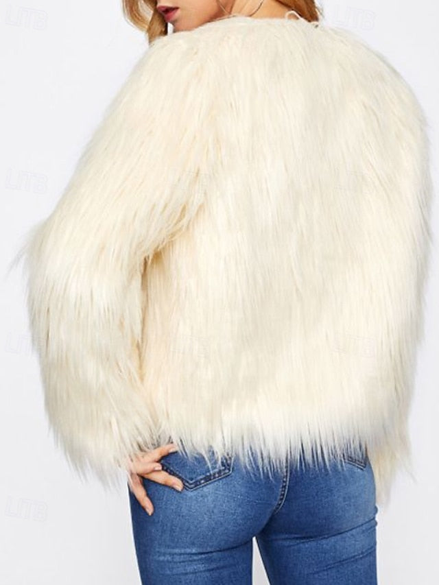 Warm Comfortable Faux Women's Fur Leathers Furs Coat