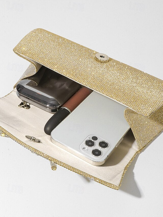 Blue Rhinestone Glitter Accent with Clutch Purse Bow