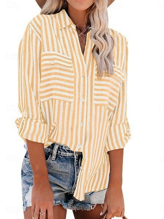 Women's Summer Shirt Casual Shirt Blouse Pocket Buttons