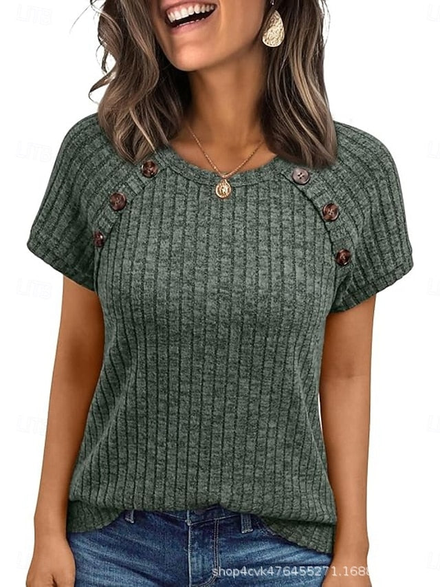 Women's Blouse Buttons Plain Active Streetwear Stylish