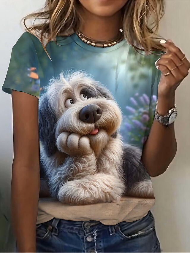 Women's T Shirt Print Graphic Animal Letter Vintage Stylish