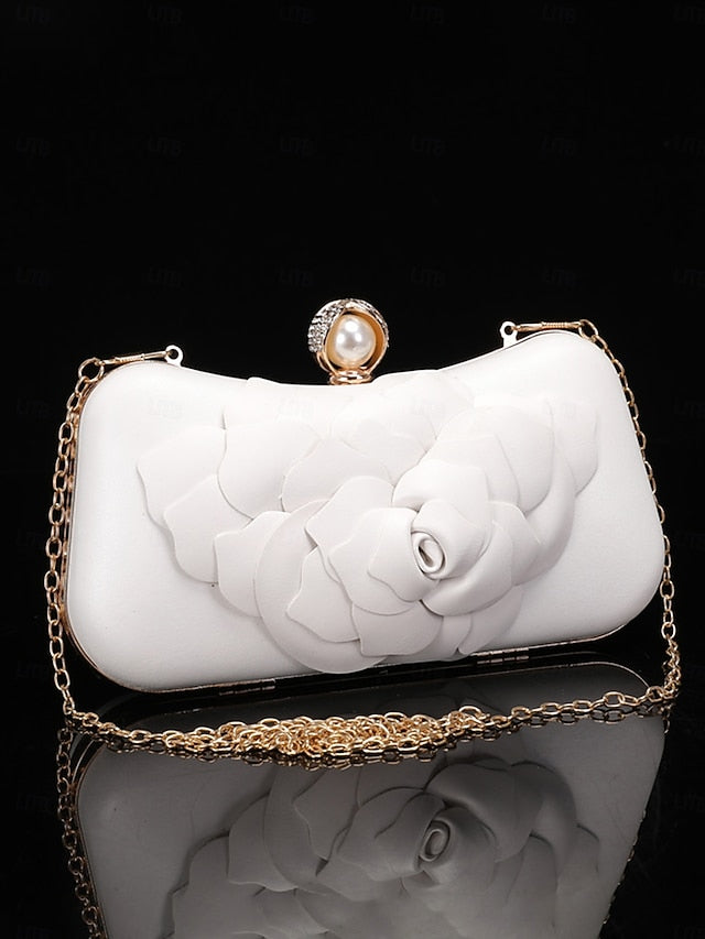 Shoes Bridal White with Floral-Embellished Clutch – Matching