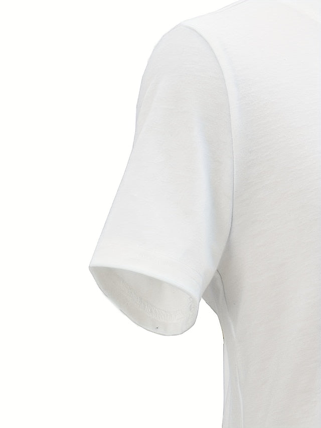 Women's T Shirt Dressy Tops Buttons Solid Color Stylish