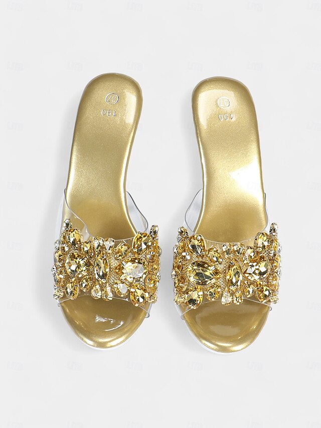 Women's Clear – Embellished Platform Heels Rhinestone