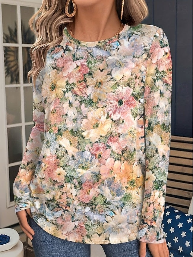 Women's T Shirt Print Floral Graphic Plants Elegant Bohemia
