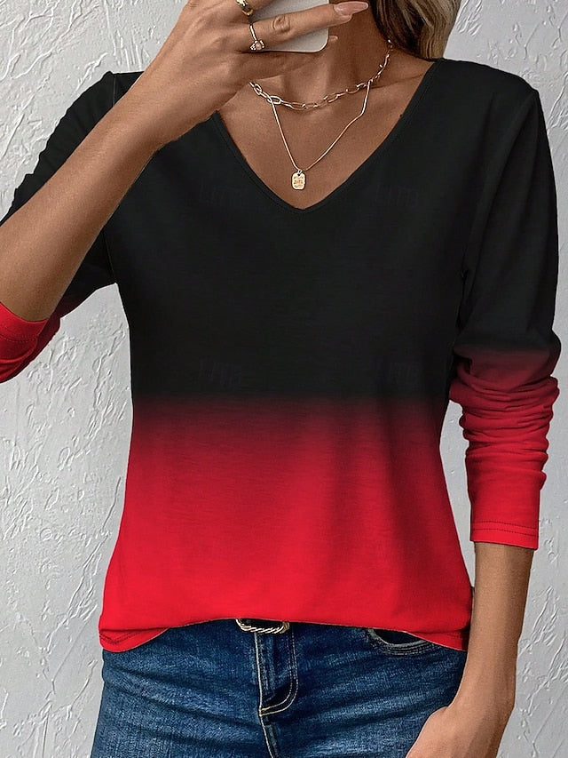 Women's T Shirt Ombre Graphic Vintage Stylish Classic Long