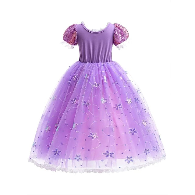 Dress Rapunzel Theme Flower Sofia Girl Princess Party Fairytale