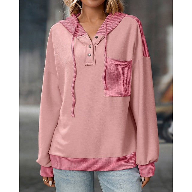 Women's Pullover Sweatshirt Casual Hoodies Drawstring with