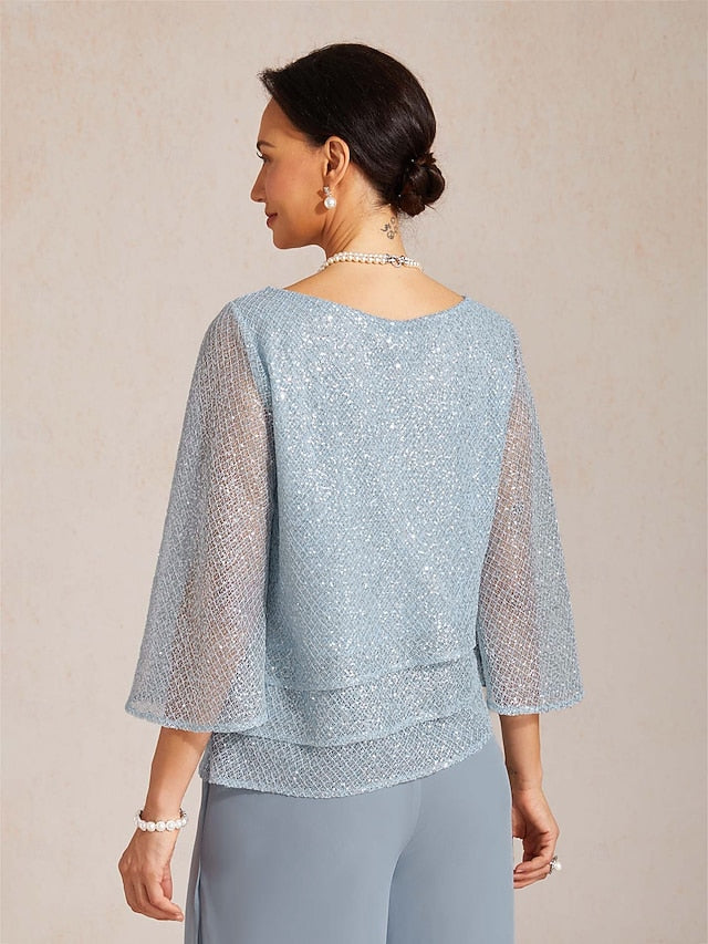 Women's Blouse Lace Tops Sequins Patchwork Illusion Solid