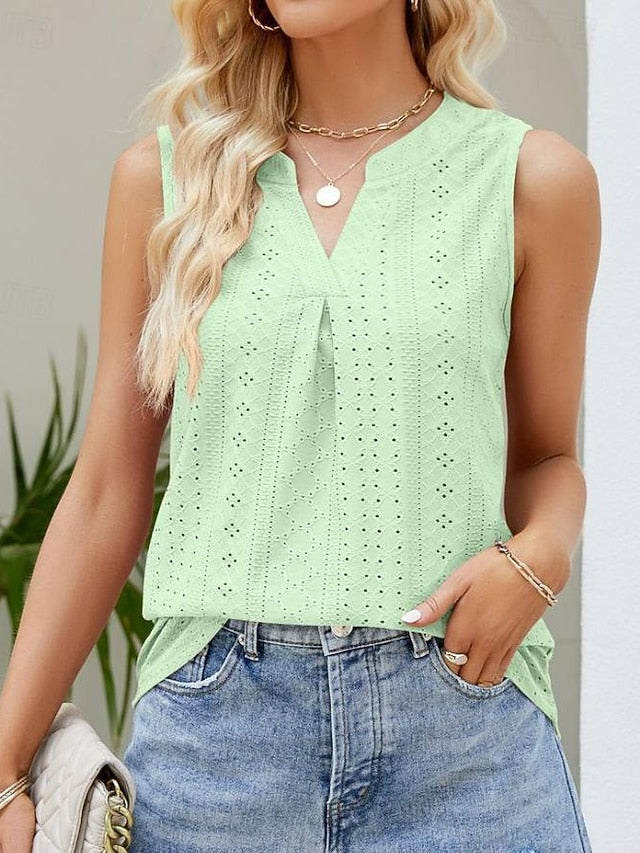Women's Camisole Tank Top Crew Neck White Pink Purple Green