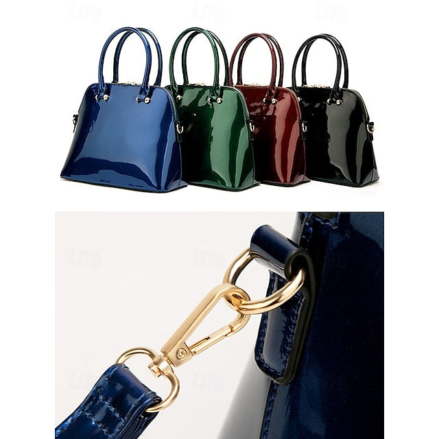 Elegant Tote - Leather Shiny Bag Women's Green Patent