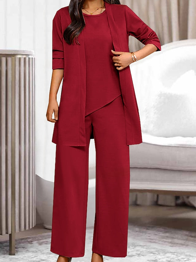 Women's Loungewear Sets 3 Pieces Pure Color Fashion Casual