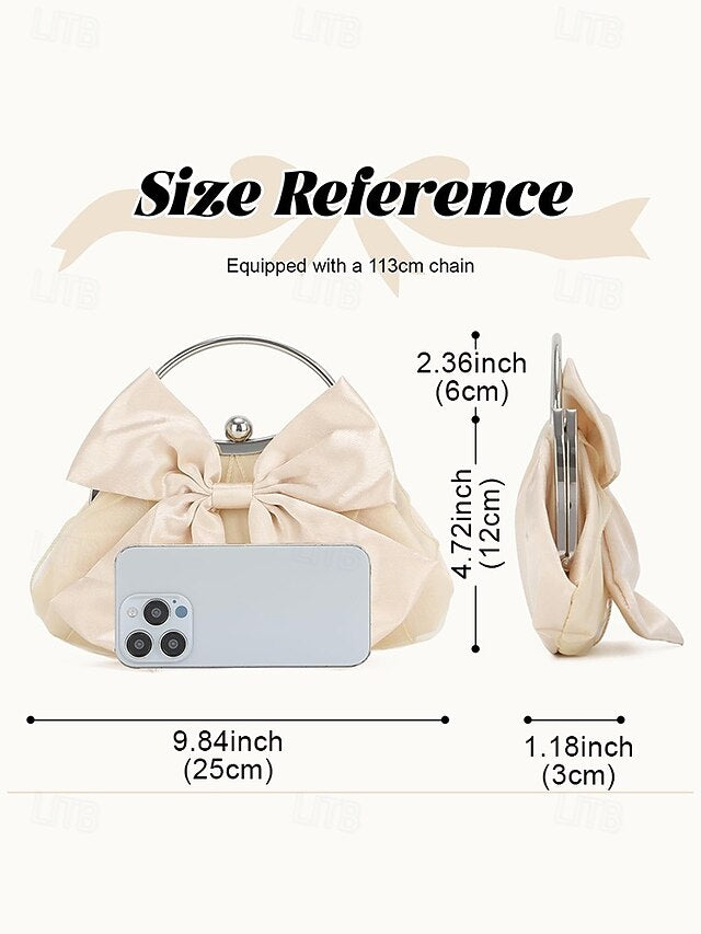 Satin Bow Women's – Pearl Evening Elegant Clutch Bag