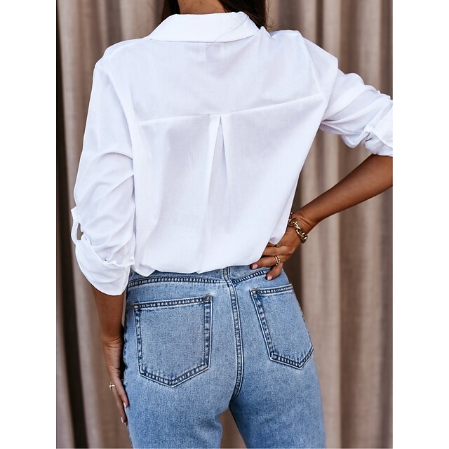 Women's Blouse Buttons Solid Color Elegant Stylish Casual