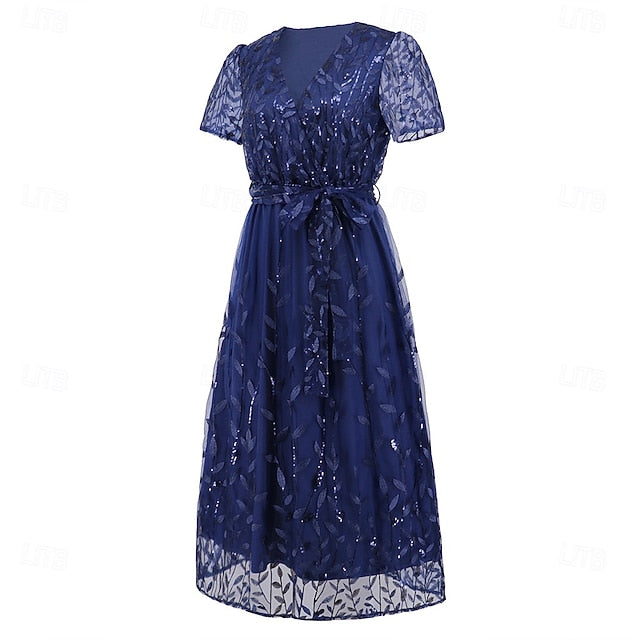 the Dress Sequin V A-Line Elegant Neck Mother of Bride