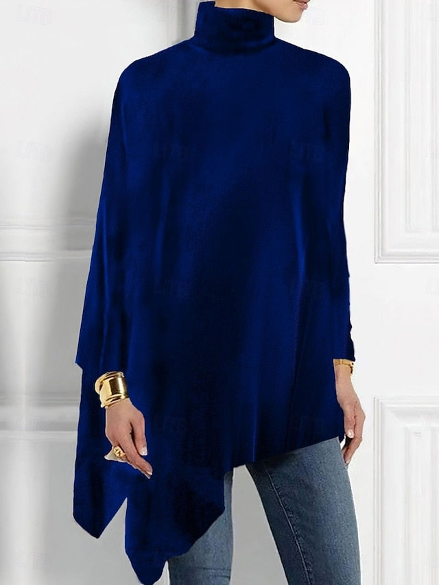 Women's Blouse Asymmetric Hem Solid Color Stylish Basic