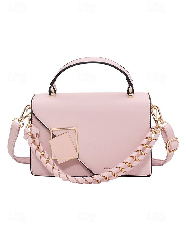 Women's Elegant Faux Leather Crossbody Handbag, Chic Top