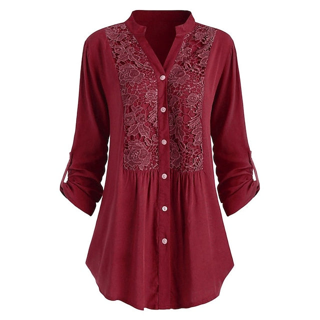 Women's Shirt Lace Shirt Tunic Shirts Blouse Elegant