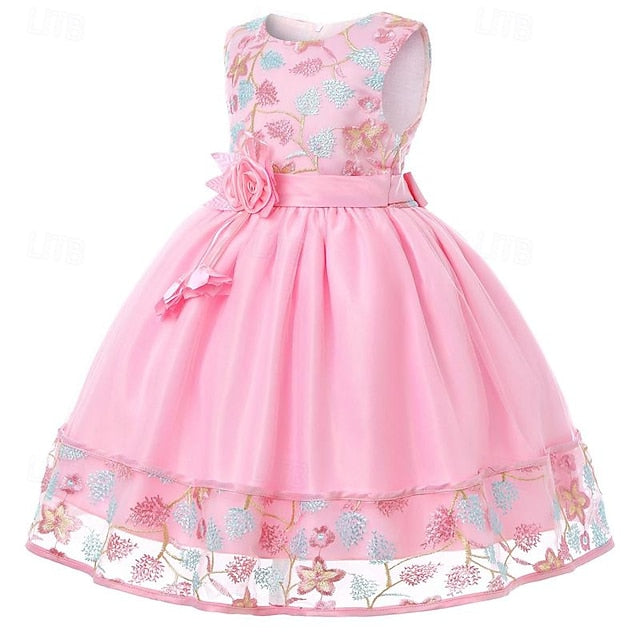 3D Dress Flower Girls' Girl Sleeveless Party