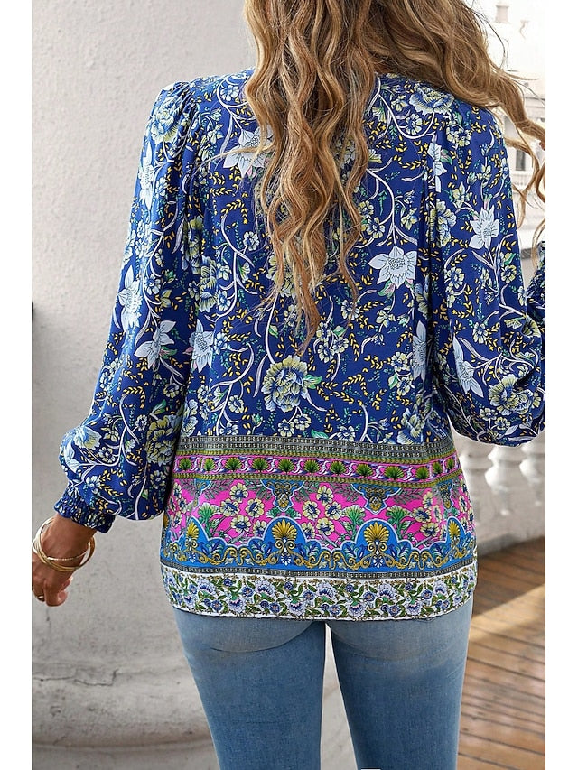 Women's Shirt Blouse Print Flower Daily Stylish Casual Long